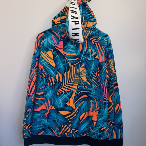 (A4) Victoria’s Secret Tropical print full zip Long-sleeve hooded jacket, Size L - Picture 6 of 9